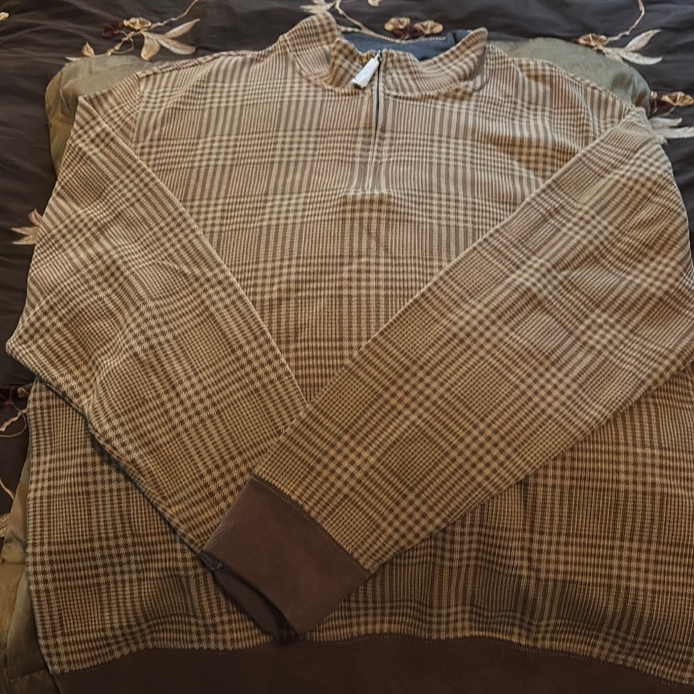 Lands' End Brown Quarter Zip Sweater